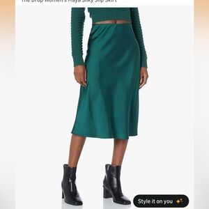 Elegant Green Silky Slip Skirt